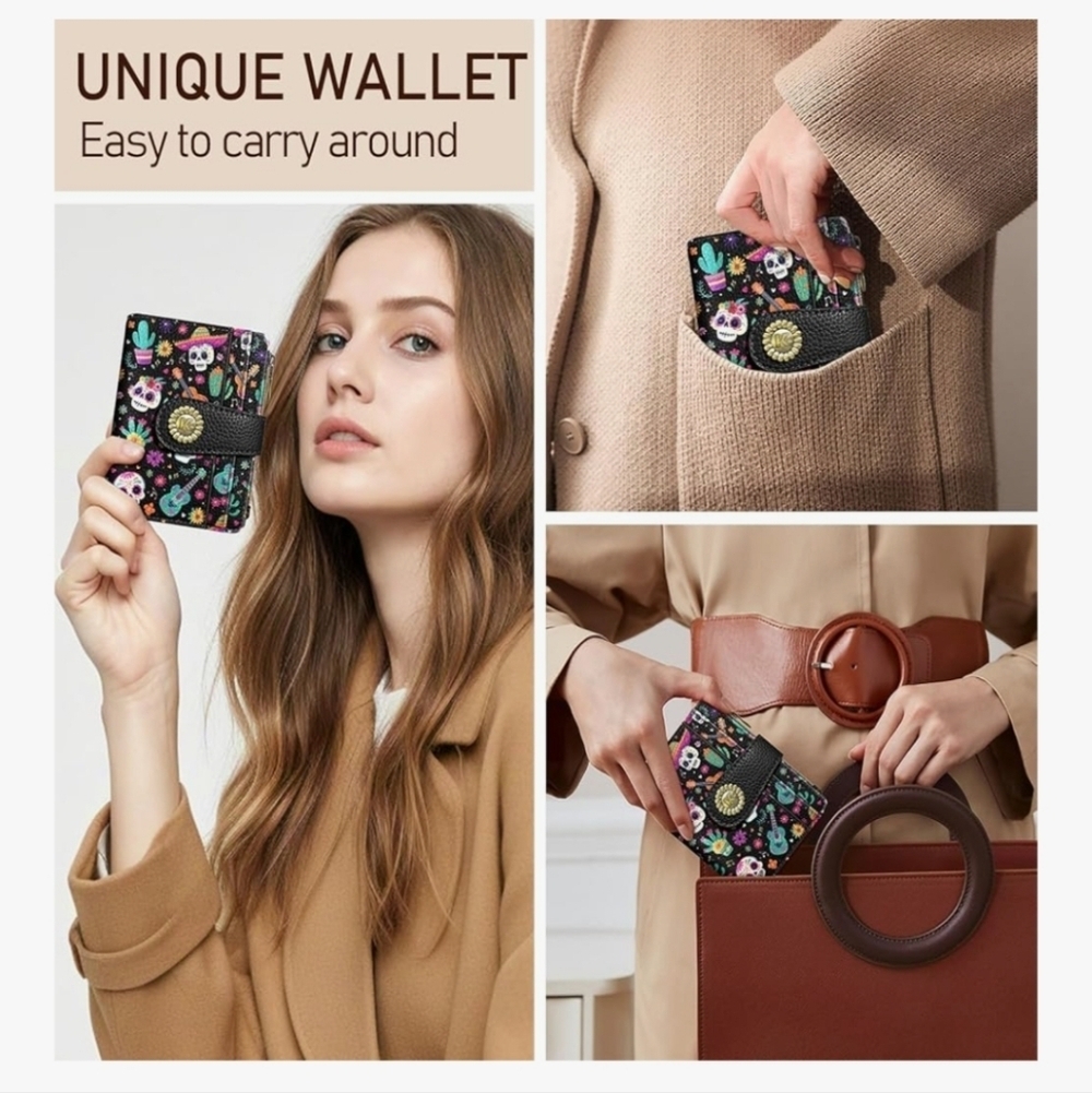 Colorful Skull Pattern RFID-Blocking Wallet - Picture 3 of 6